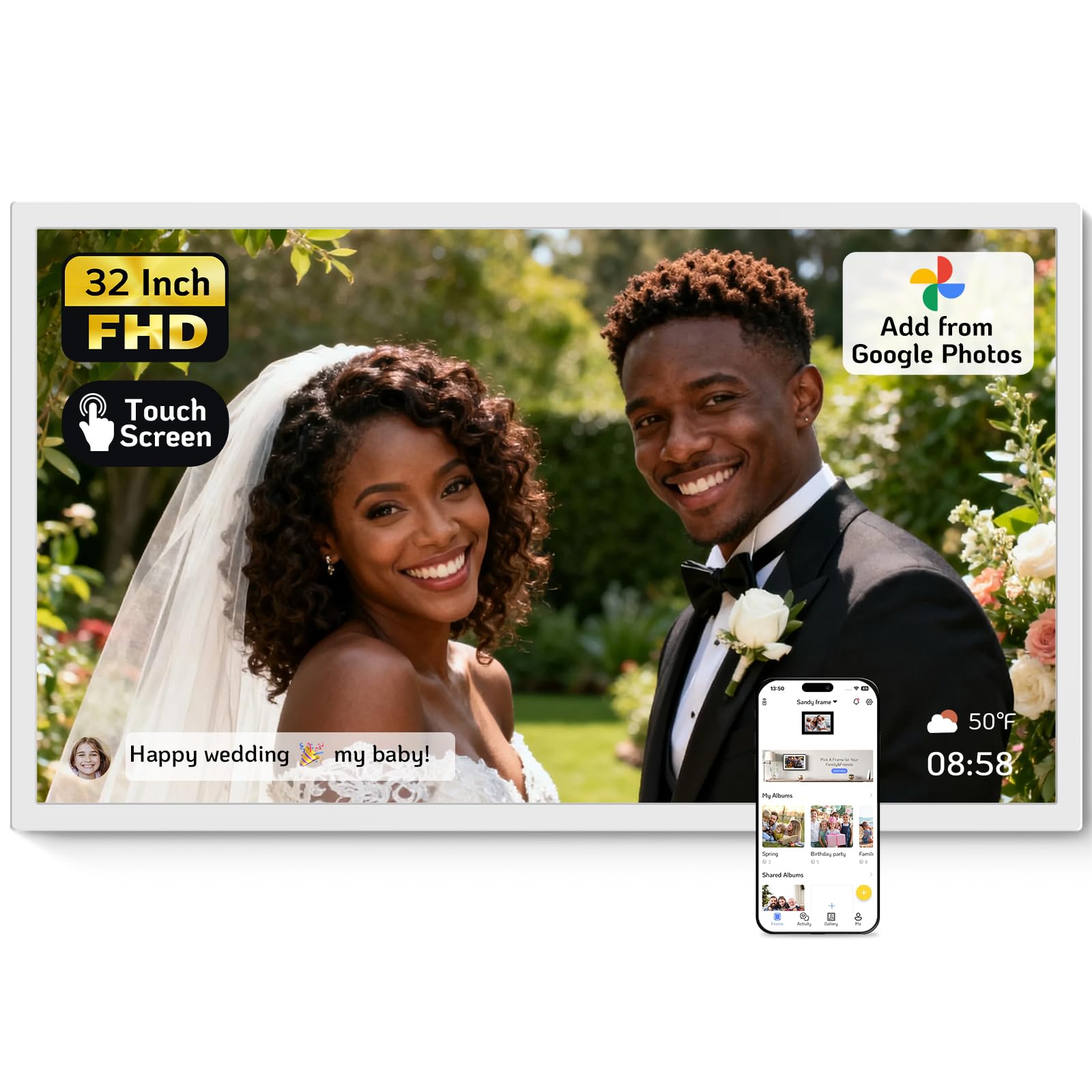Amazon | NexFoto 32インチタッチスクリーン大型デジタル写真フレーム